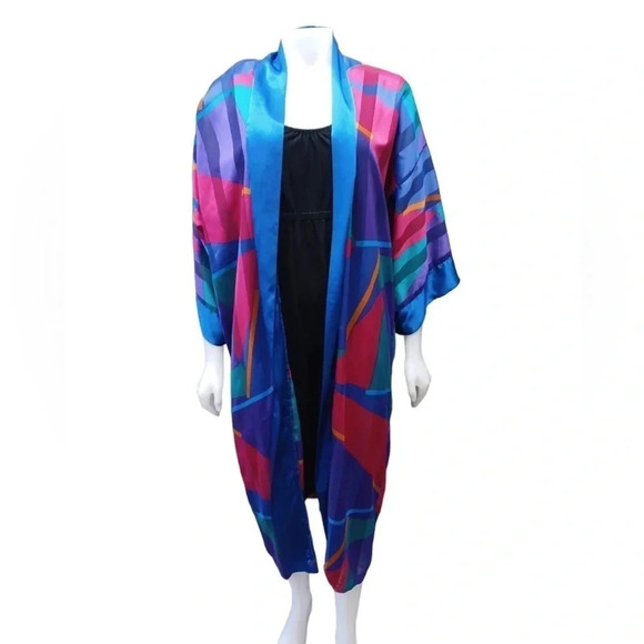 Vintage  Diamond Tea Room Cafton/Kimono Geometric One Size - Picture 1 of 10